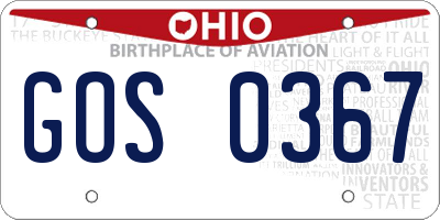 OH license plate GOS0367