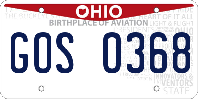 OH license plate GOS0368