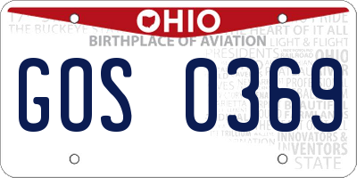 OH license plate GOS0369