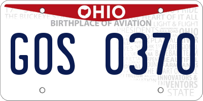 OH license plate GOS0370