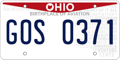 OH license plate GOS0371
