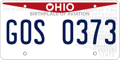 OH license plate GOS0373