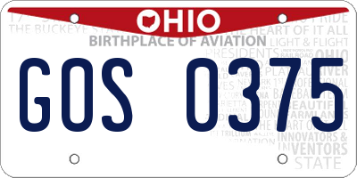 OH license plate GOS0375
