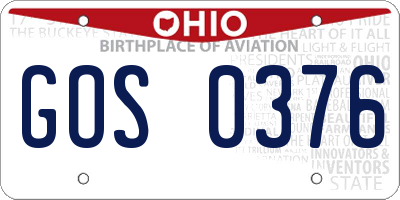OH license plate GOS0376