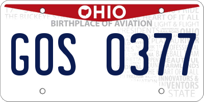OH license plate GOS0377