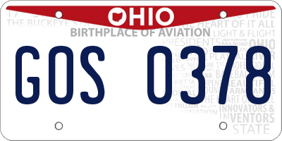 OH license plate GOS0378