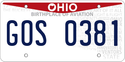 OH license plate GOS0381