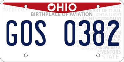 OH license plate GOS0382