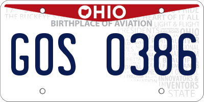 OH license plate GOS0386