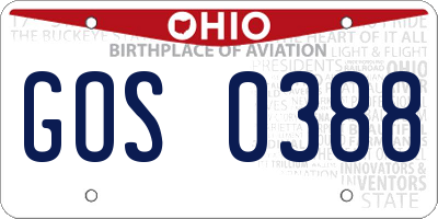 OH license plate GOS0388