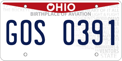 OH license plate GOS0391