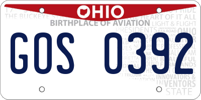 OH license plate GOS0392