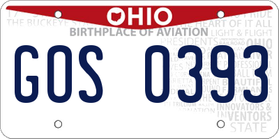 OH license plate GOS0393
