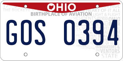 OH license plate GOS0394