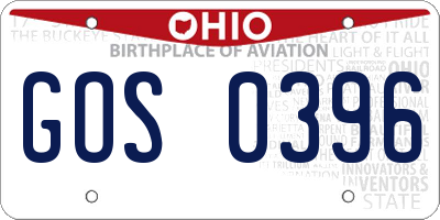 OH license plate GOS0396