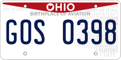 OH license plate GOS0398