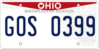 OH license plate GOS0399