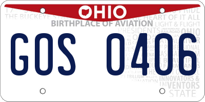 OH license plate GOS0406