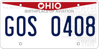 OH license plate GOS0408