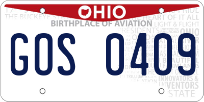 OH license plate GOS0409
