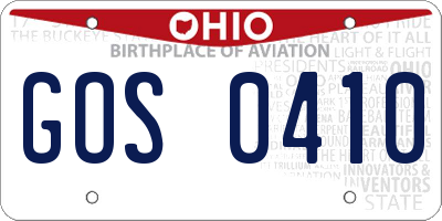 OH license plate GOS0410