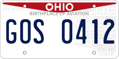 OH license plate GOS0412