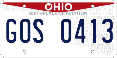 OH license plate GOS0413