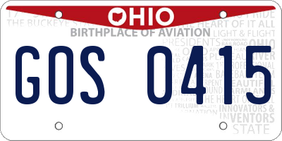 OH license plate GOS0415