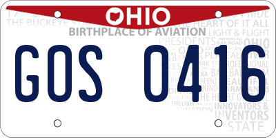 OH license plate GOS0416