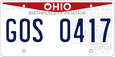 OH license plate GOS0417