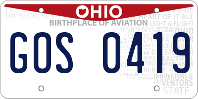 OH license plate GOS0419