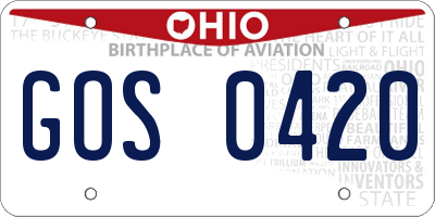 OH license plate GOS0420