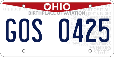 OH license plate GOS0425