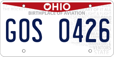OH license plate GOS0426