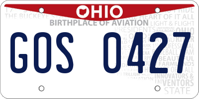 OH license plate GOS0427