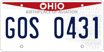 OH license plate GOS0431