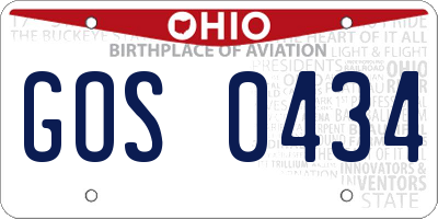 OH license plate GOS0434