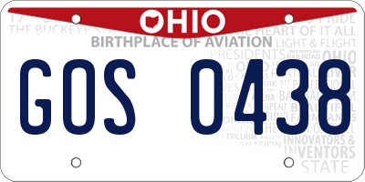 OH license plate GOS0438
