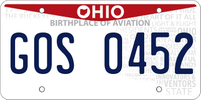 OH license plate GOS0452