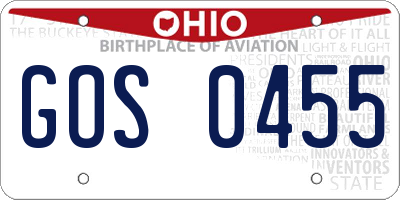 OH license plate GOS0455