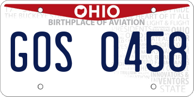 OH license plate GOS0458