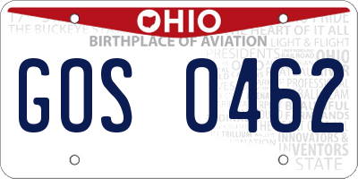 OH license plate GOS0462