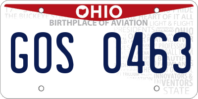 OH license plate GOS0463