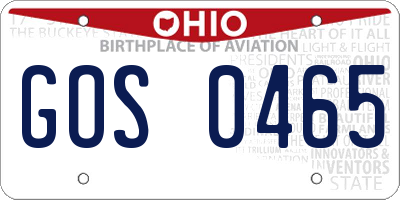 OH license plate GOS0465