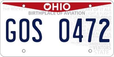 OH license plate GOS0472