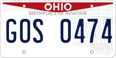 OH license plate GOS0474