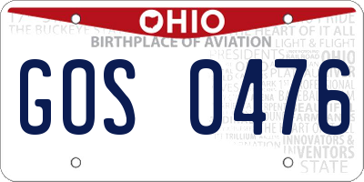 OH license plate GOS0476