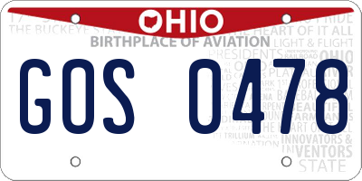OH license plate GOS0478