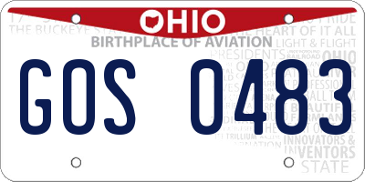 OH license plate GOS0483