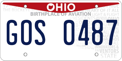 OH license plate GOS0487